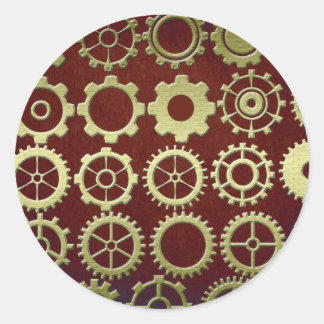Steampunk Cogs and Gears Art Classic Round Sticker