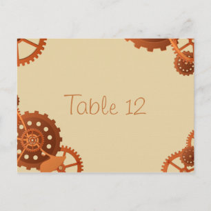 Steampunk Cogs and Gears Wedding Table Number Card