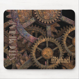 Steampunk Cogs and Wheels Personalised Mouse Mat