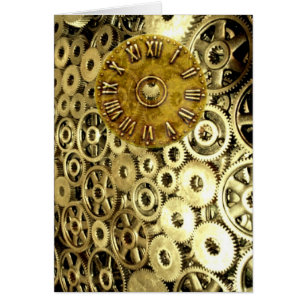 Steampunk cogs gears brass clock metal sheet