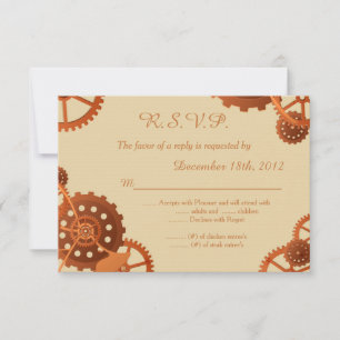 Steampunk Cogs Gears Wedding 3.5x5 R.S.V.P. Reply RSVP Card