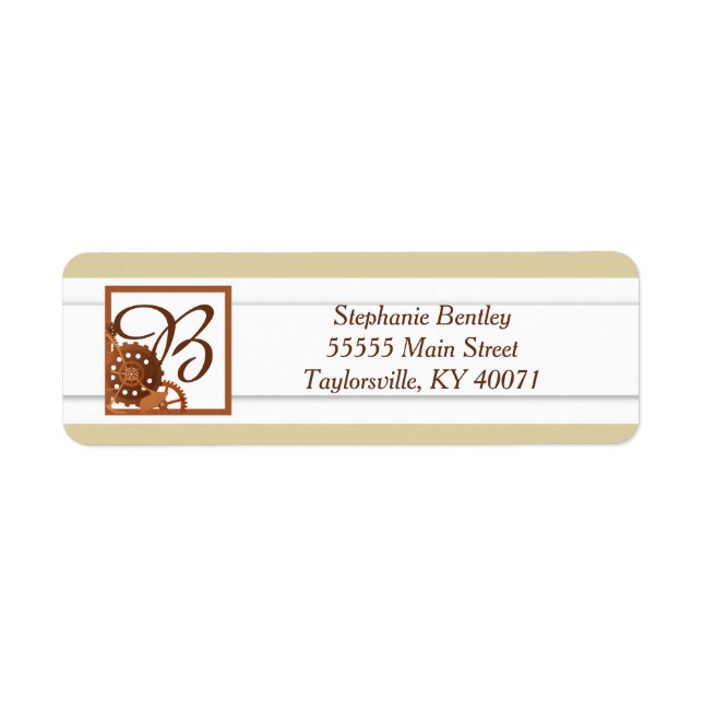 Steampunk Cogs Gears Wedding Return Address Label (Front)