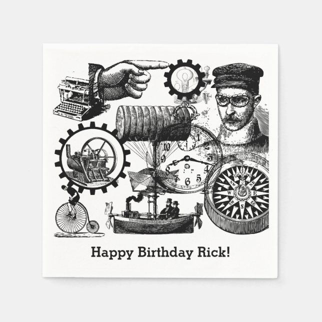 Steampunk Collage #1 By Artinspired Napkin (Front)