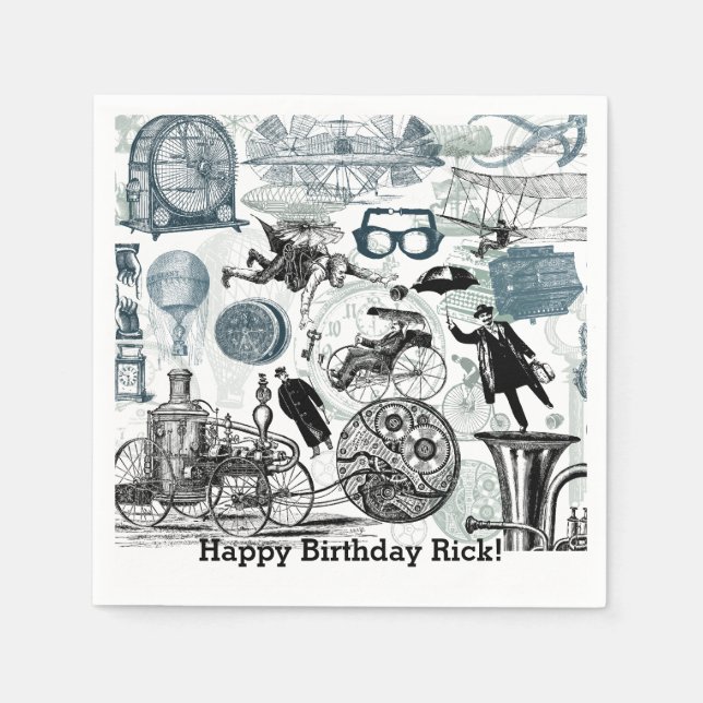 Steampunk Collage #2 By Artinspired Napkin (Front)