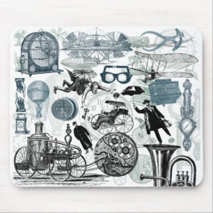 Steampunk Collage Colourized Mouse Mat