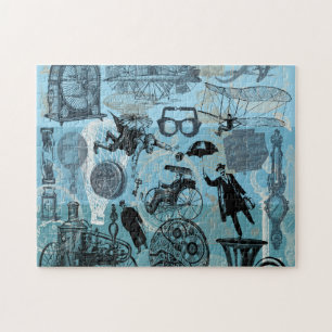 Steampunk Collage Time Traveller Jigsaw Puzzle