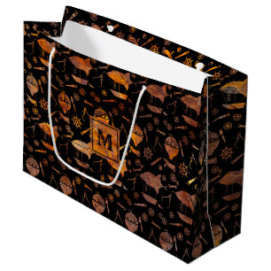Steampunk Colorful Rusty Airships Monogram Large Gift Bag