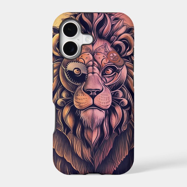 Steampunk Colour Gradient Rustic Lion (Back)