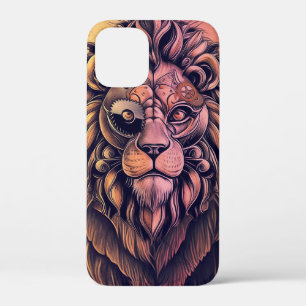 Steampunk Colour Gradient Rustic Lion iPhone 12 Mini Case