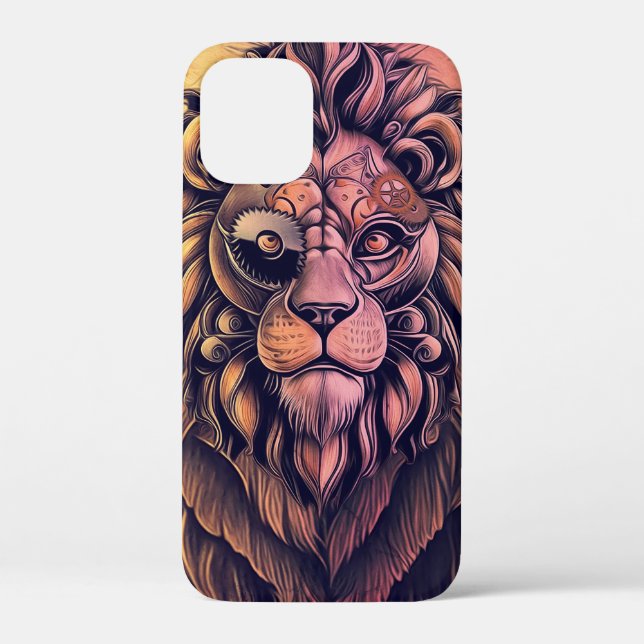 Steampunk Colour Gradient Rustic Lion Case-Mate iPhone Case (Back)