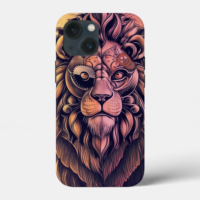 Steampunk Colour Gradient Rustic Lion Case-Mate iPhone Case (Back)