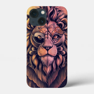 Steampunk Colour Gradient Rustic Lion iPhone 13 Mini Case