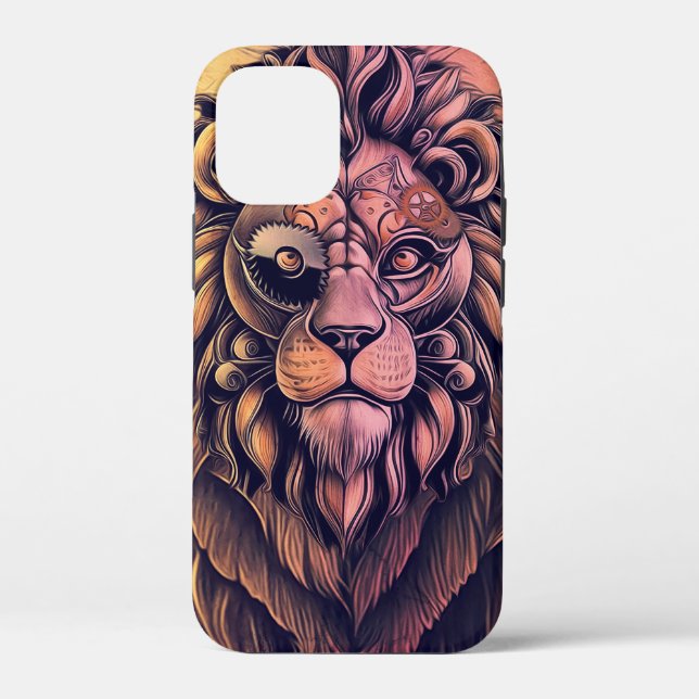 Steampunk Colour Gradient Rustic Lion Case-Mate iPhone Case (Back)