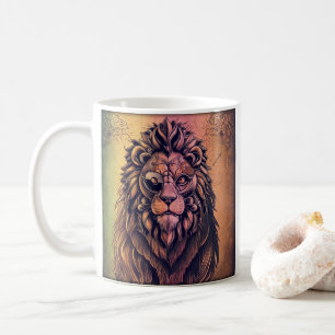 Steampunk Colour Gradient Rustic Lion Coffee Mug