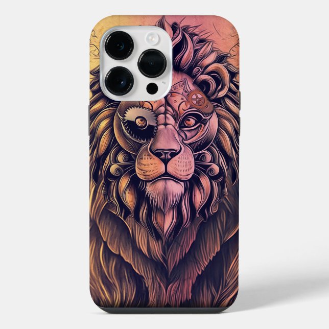 Steampunk Colour Gradient Rustic Lion iPhone Case (Back)