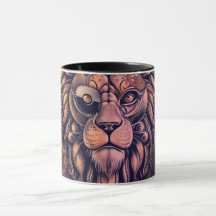 Steampunk Colour Gradient Rustic Lion Mug