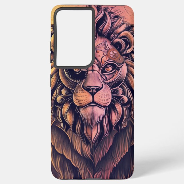 Steampunk Colour Gradient Rustic Lion Samsung Galaxy S21+ Case (Back)