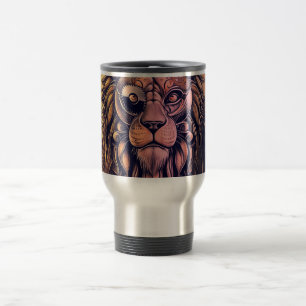 Steampunk Colour Gradient Rustic Lion Travel Mug