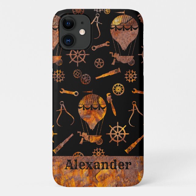 Steampunk Colourful Rusty Ballooning Custom Name Case-Mate iPhone Case (Back)