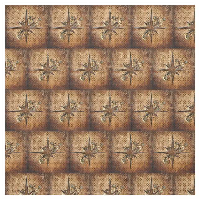 Steampunk Compass Star Fabric (Swatch)