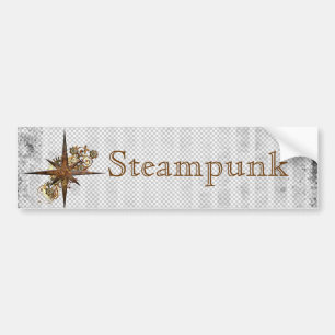 Steampunk Compass Star Grunge Bumper Sticker