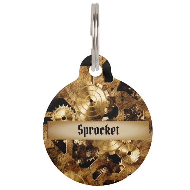 Steampunk Contact Info  Pet ID Tag (Front)