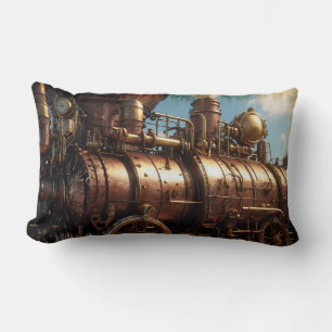 Steampunk Copper Steam Train Lumbar Cushion