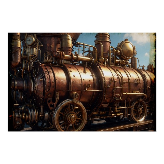 Steampunk Copper Steam Train Poster (Front)