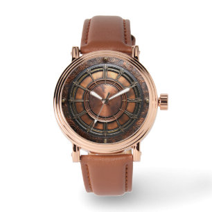Steampunk Copper Time Face Watch