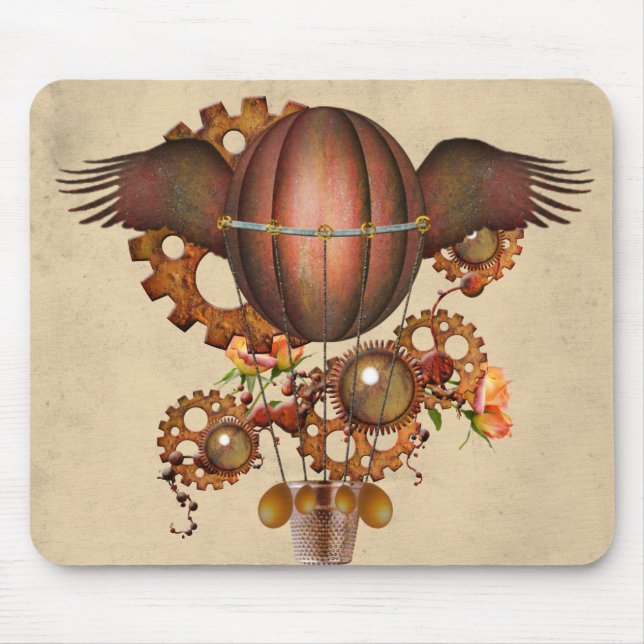 Steampunk Copper Winged Balloon Mouse Mat (Front)