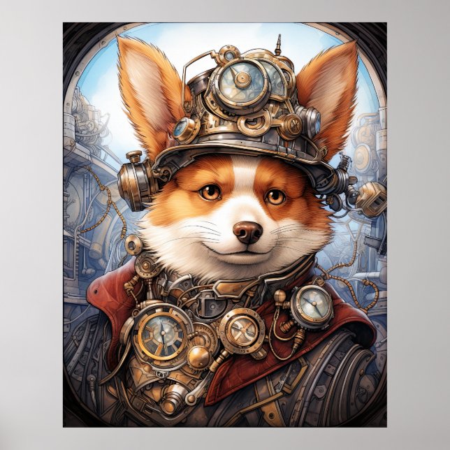 STEAMPUNK CORGI POSTER (Front)