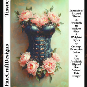 Steampunk Corset & Pink Peonies DF6LF Decoupage Tissue Paper