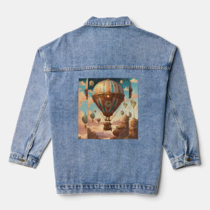 "Steampunk Cosmos: Ancient Marvels and Cosmic Tech Denim Jacket