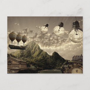 steampunk countryside postcard