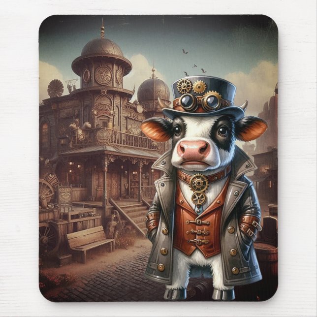 Steampunk Cow  Mouse Mat (Front)