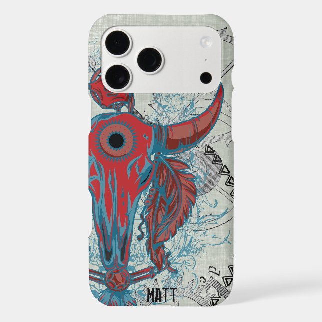 Steampunk Cow Skull and Indian Tribal Feathers (Back)