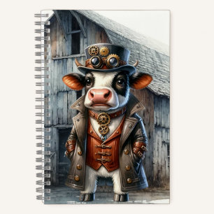 Steampunk Cow Spiral Notebook