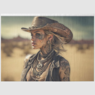 Steampunk Cowgirl Decoupage Paper   Western