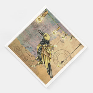 Steampunk Crow Cocktail Napkins