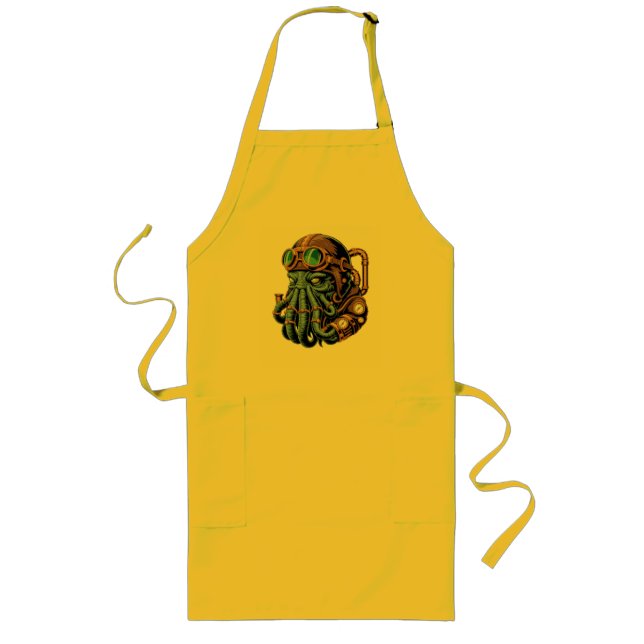 Steampunk Cthulhu monster Long Apron (Front)