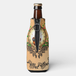 Steampunk , cute owl bottle cooler
