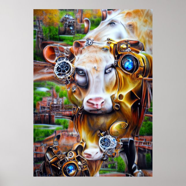 Steampunk Cyber Cow Poster (Front)