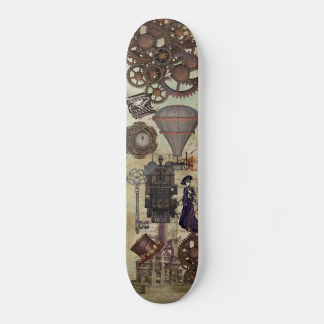 Steampunk Cyberpunk Vintage Industrial Gears Skateboard (Front)