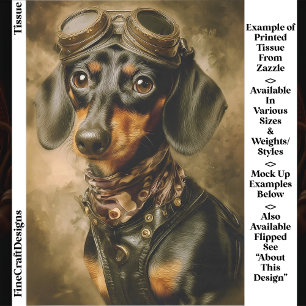 Steampunk Dachshund Dog Aviator EP7L Decoupage Tissue Paper