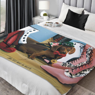 Steampunk Dachshund Shoes Boots Victorian  Fleece Blanket