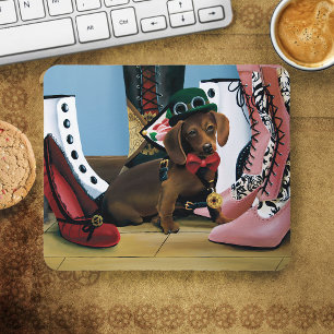 Steampunk Dachshund Shoes Boots Victorian Mouse Mat