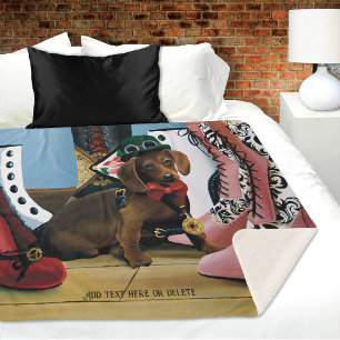 Steampunk Dachshund Shoes Boots Victorian Sherpa Blanket