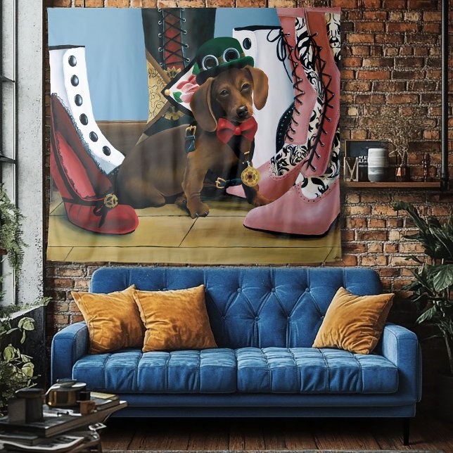 Steampunk Dachshund Shoes Boots Victorian  Tapestry (Creator Uploaded)