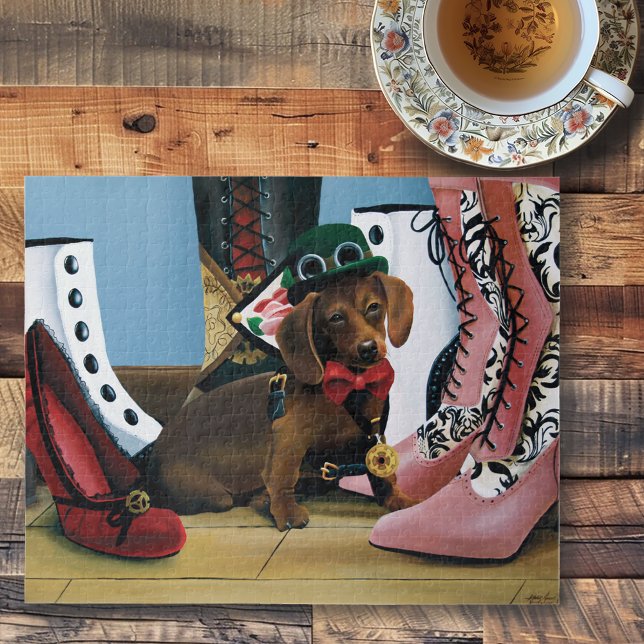 Steampunk Dachshund Wiener Dog Victorian Boots Jigsaw Puzzle (Creator Uploaded)