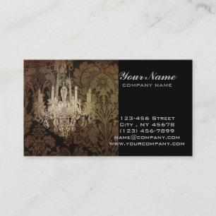 steampunk damask paris vintage chandelier business card